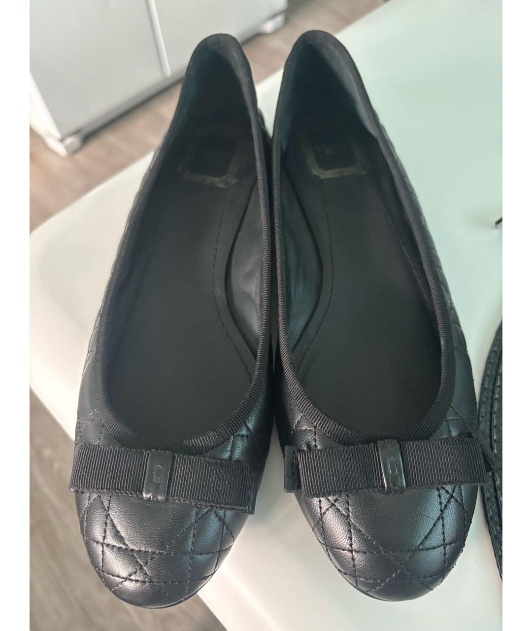 CHRISTIAN DIOR Черные кожаные балетки, фото 2
