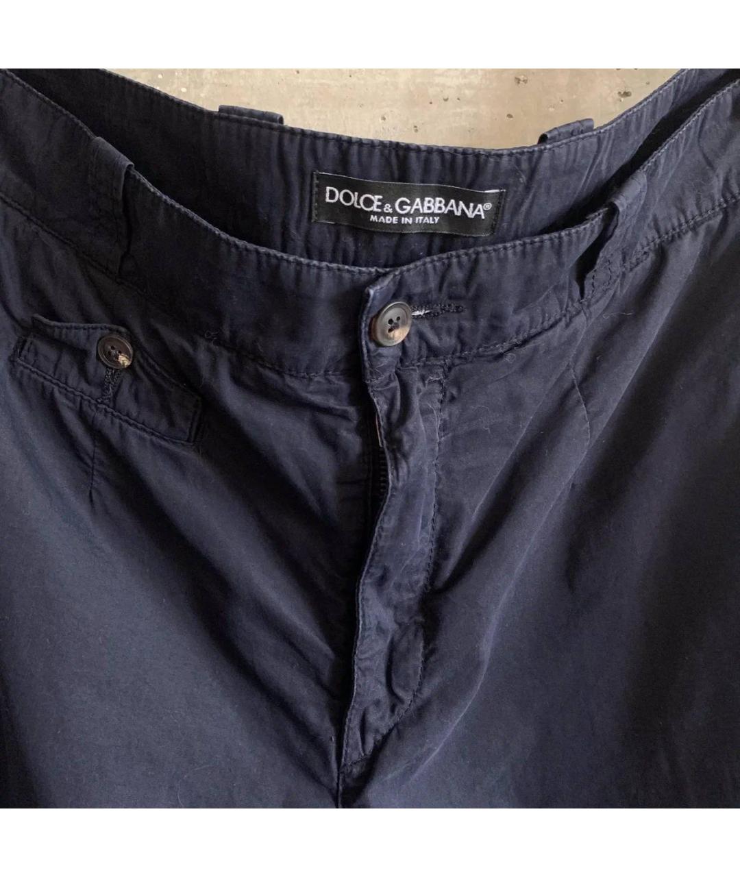 DOLCE&GABBANA Темно-синие хлопковые брюки чинос, фото 3