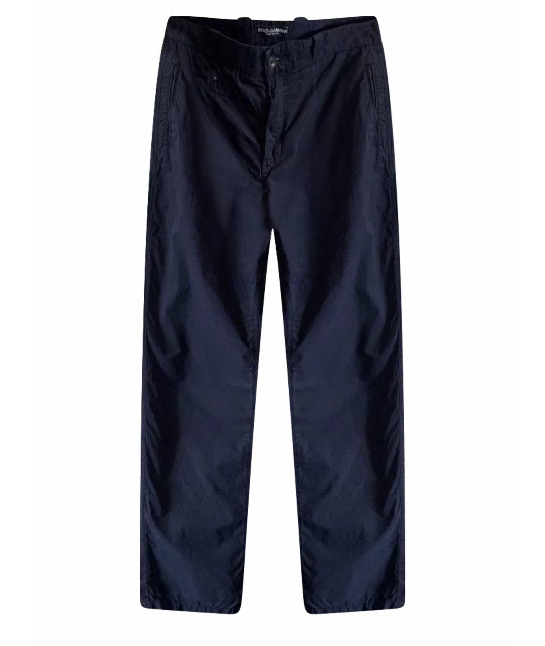 DOLCE&GABBANA Темно-синие хлопковые брюки чинос, фото 1