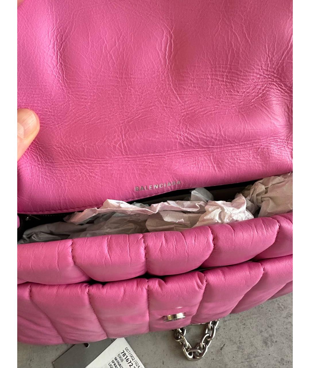 BALENCIAGA Розовая кожаная сумка через плечо, фото 3