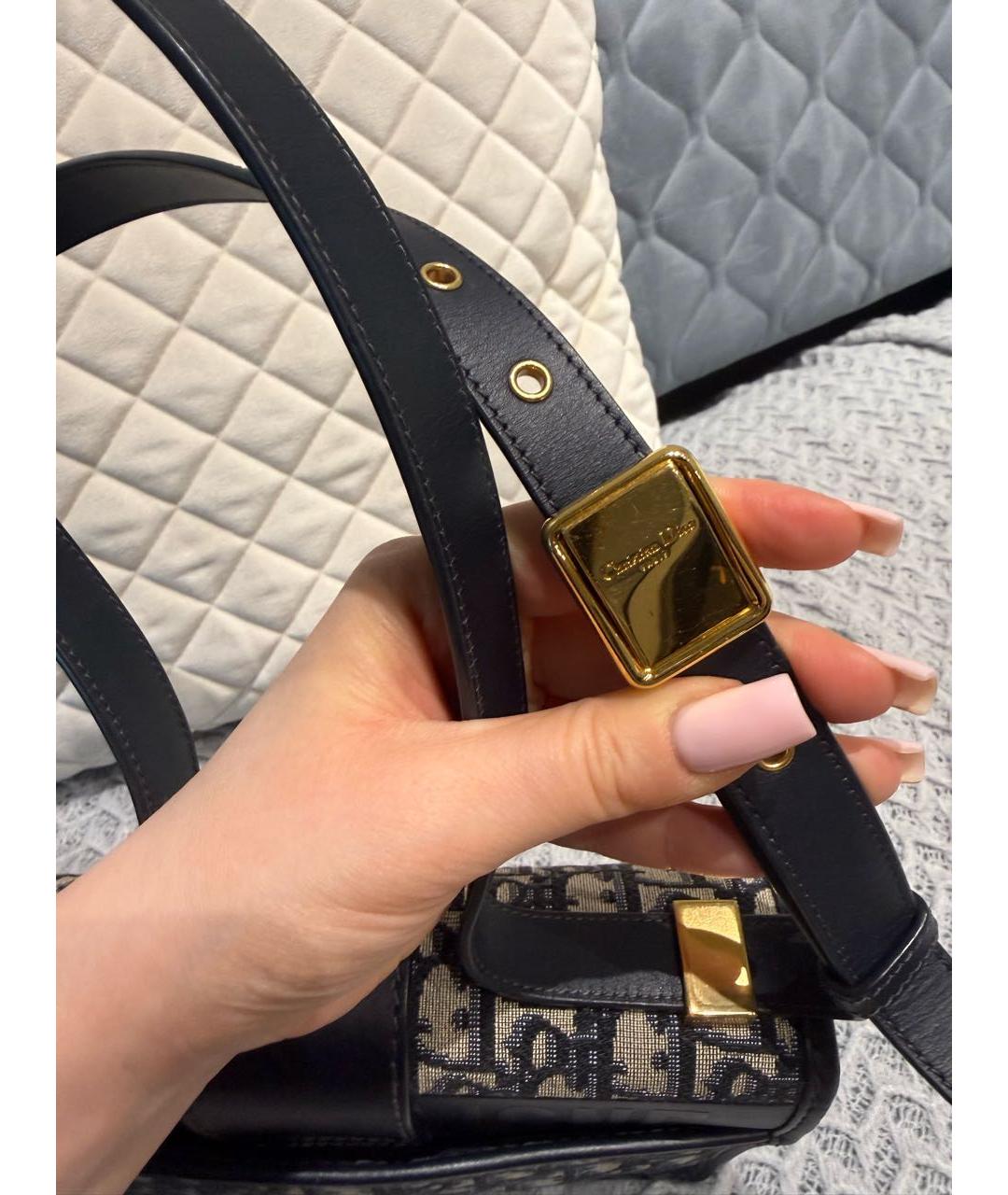 CHRISTIAN DIOR Темно-синяя тканевая сумка через плечо, фото 8