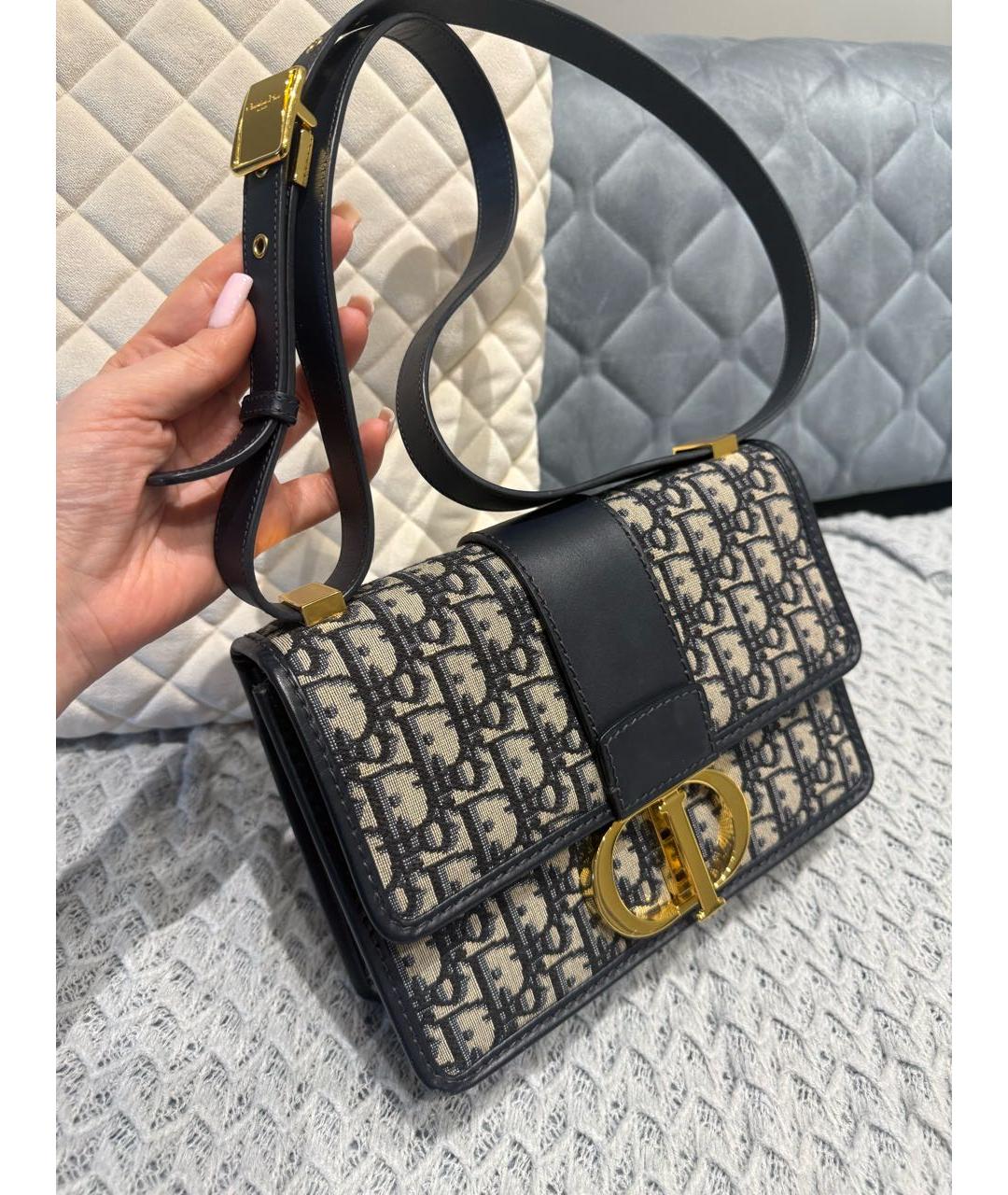 CHRISTIAN DIOR Темно-синяя тканевая сумка через плечо, фото 2