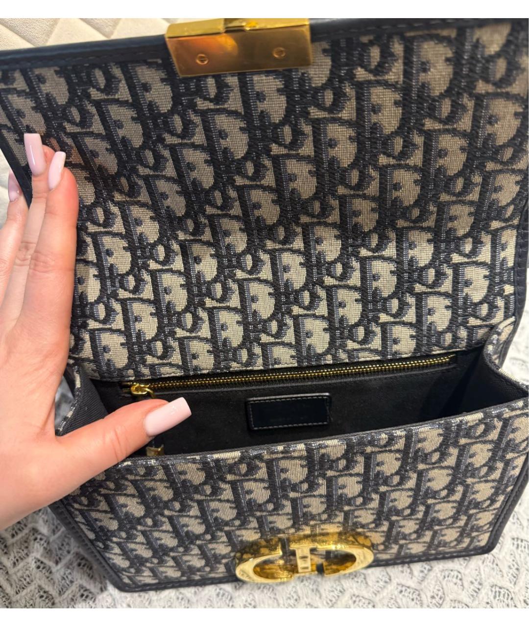 CHRISTIAN DIOR Темно-синяя тканевая сумка через плечо, фото 4