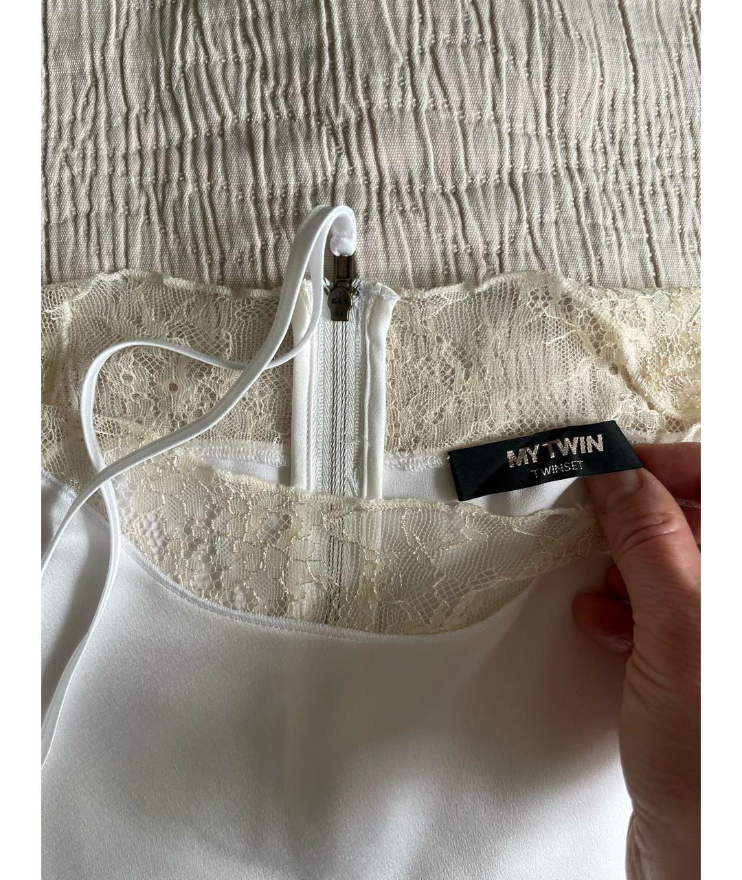 TWIN-SET Белая полиэстеровая блузы, фото 5