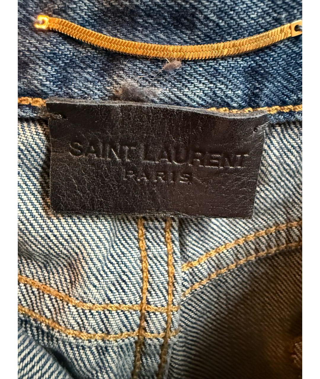SAINT LAURENT Синие хлопковые прямые джинсы, фото 2