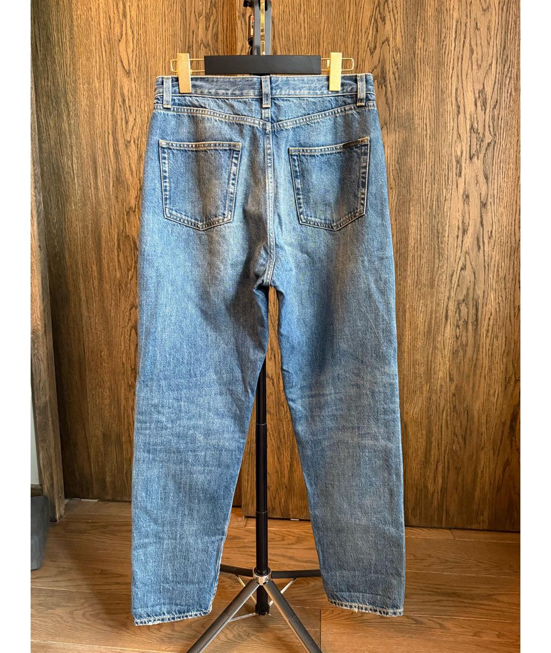 SAINT LAURENT Синие хлопковые прямые джинсы, фото 3
