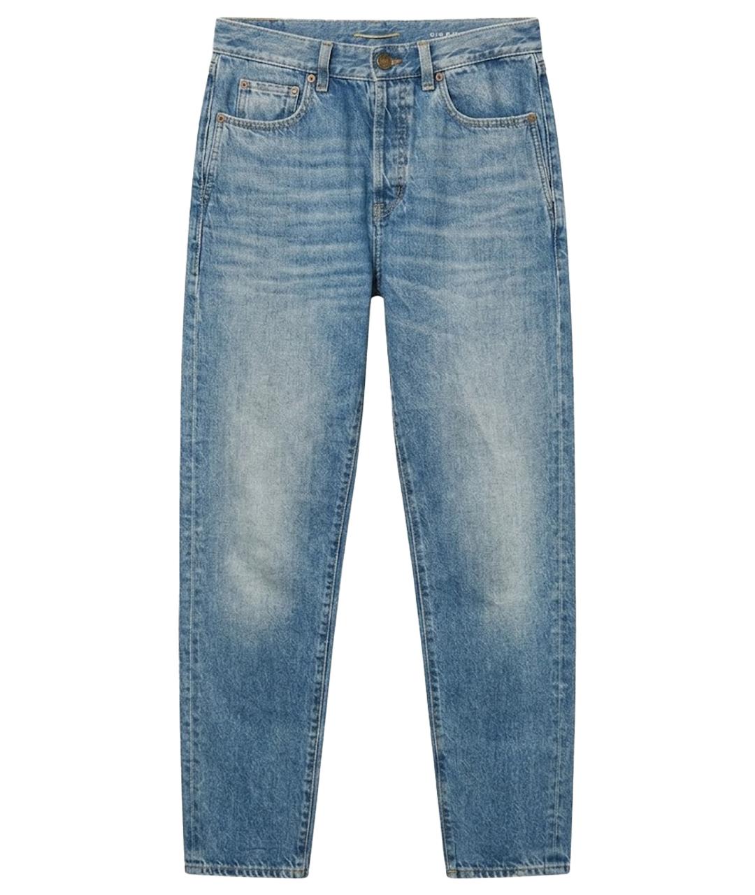 SAINT LAURENT Синие хлопковые прямые джинсы, фото 1