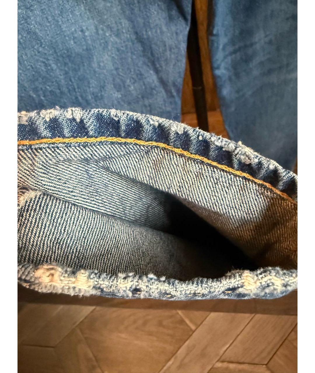 SAINT LAURENT Синие хлопковые прямые джинсы, фото 4