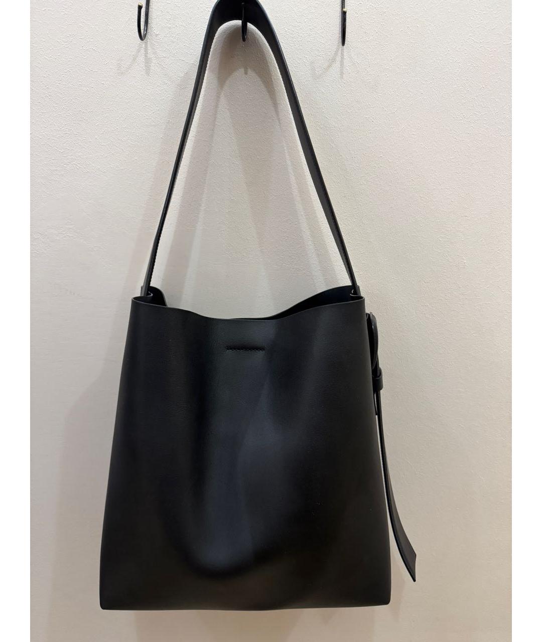 ARKET Черная кожаная сумка тоут, фото 3