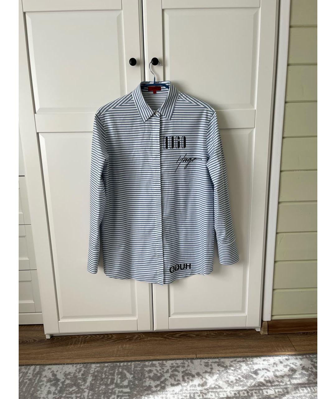 HUGO Синяя хлопковая рубашка, фото 9