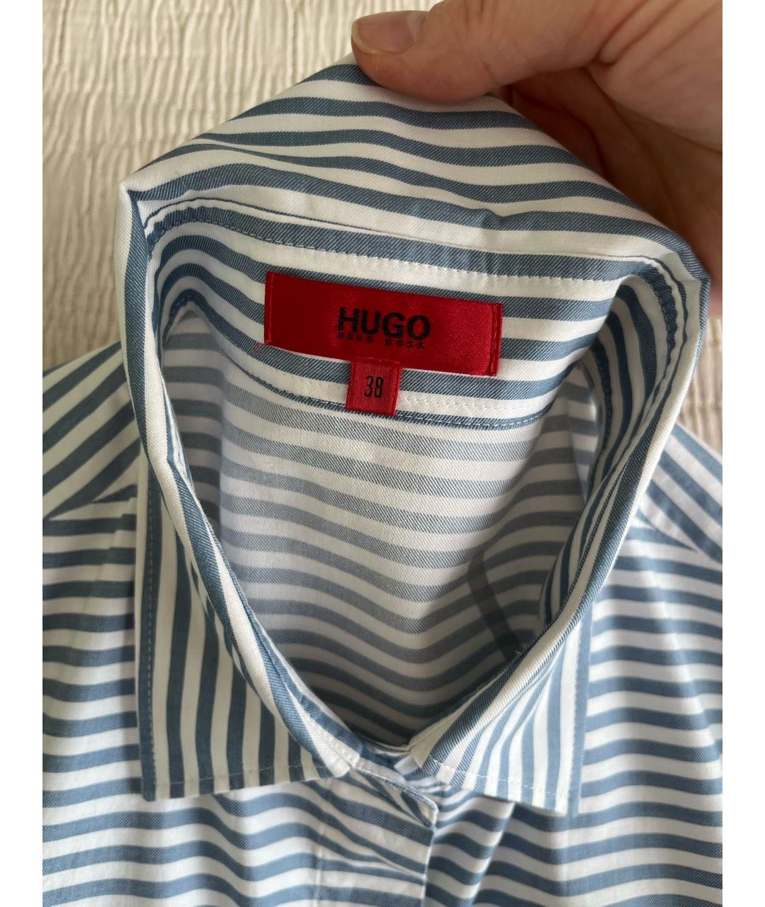 HUGO Синяя хлопковая рубашка, фото 5