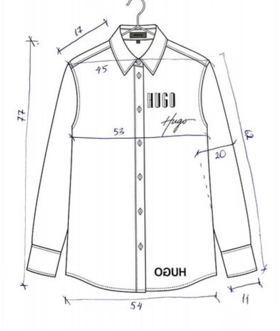 HUGO Синяя хлопковая рубашка, фото 8