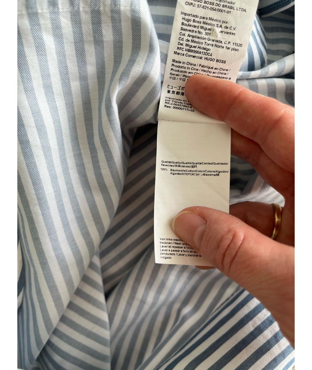 HUGO Синяя хлопковая рубашка, фото 7