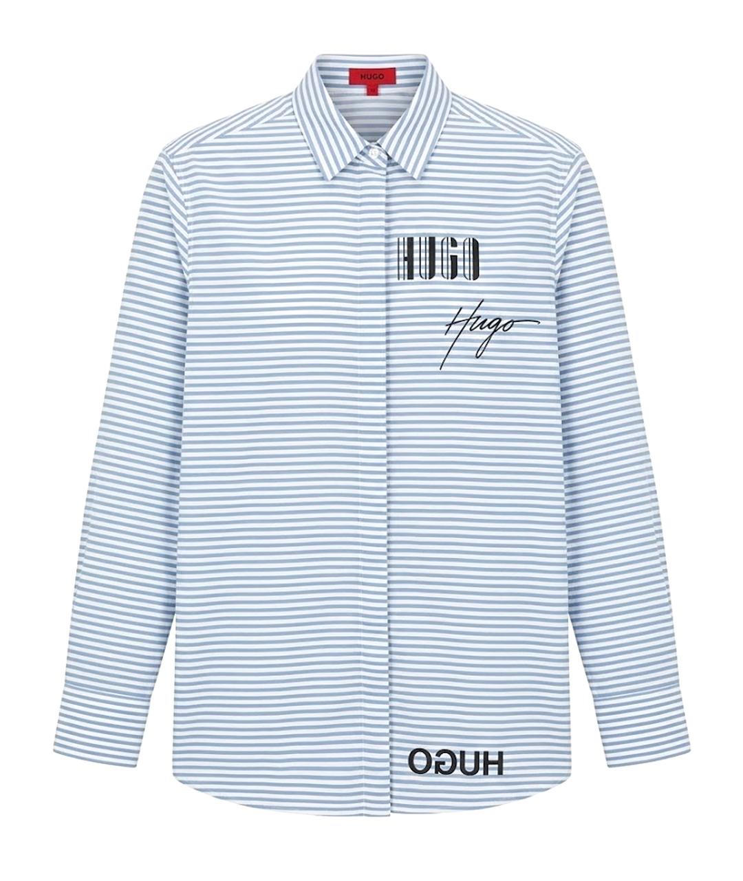 HUGO Синяя хлопковая рубашка, фото 1