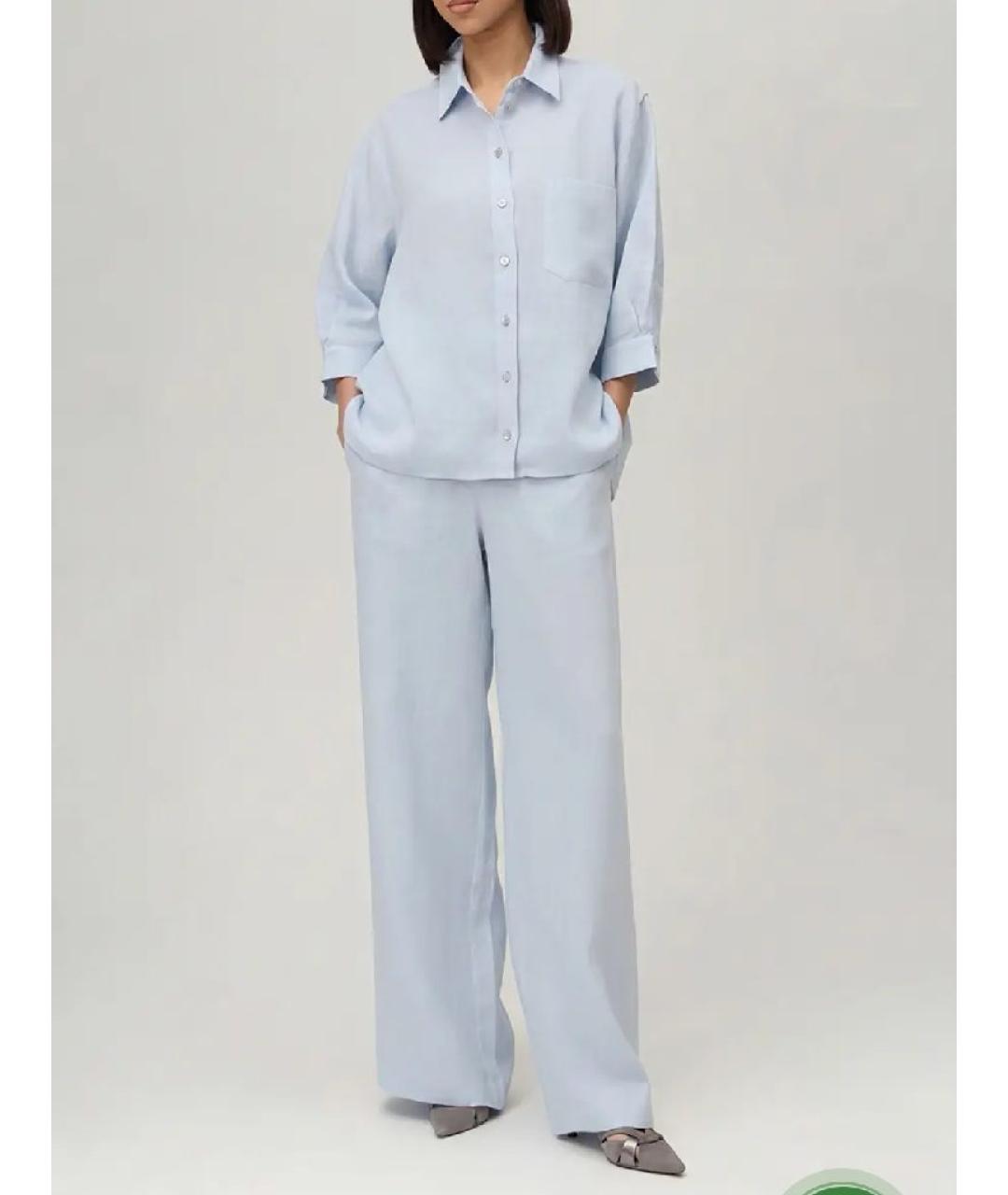 PANICALE Голубой льняной костюм с брюками, фото 5