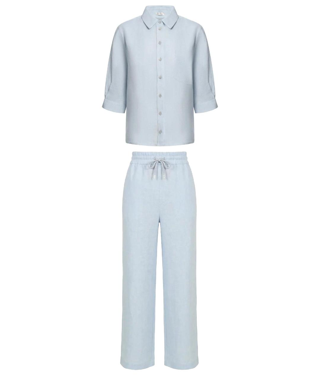 PANICALE Голубой льняной костюм с брюками, фото 1