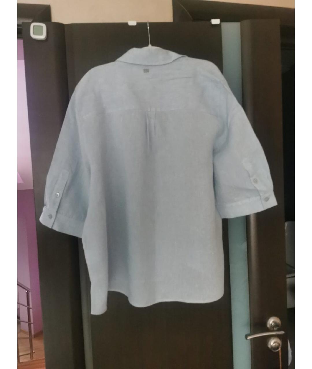 PANICALE Голубой льняной костюм с брюками, фото 3