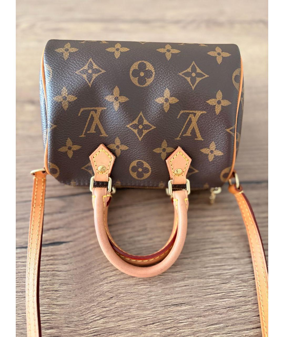 LOUIS VUITTON Коричневая кожаная сумка через плечо, фото 8