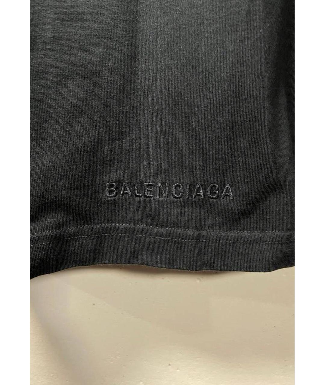 BALENCIAGA Черная хлопковая футболка, фото 4