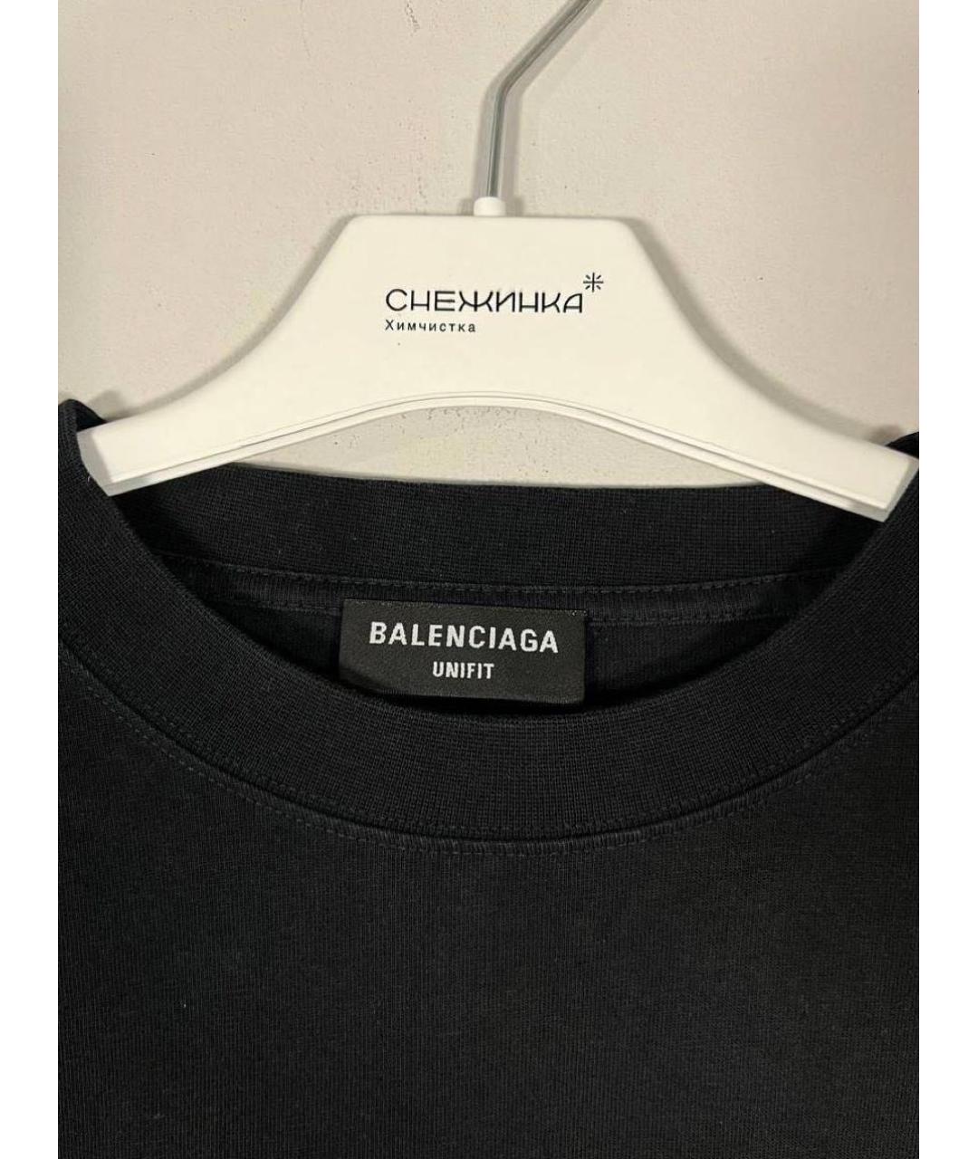 BALENCIAGA Черная хлопковая футболка, фото 3