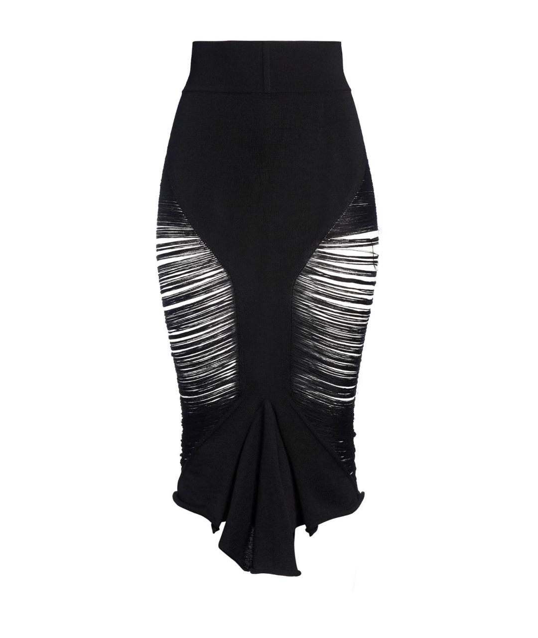 RICK OWENS Черная шерстяная юбка миди, фото 4