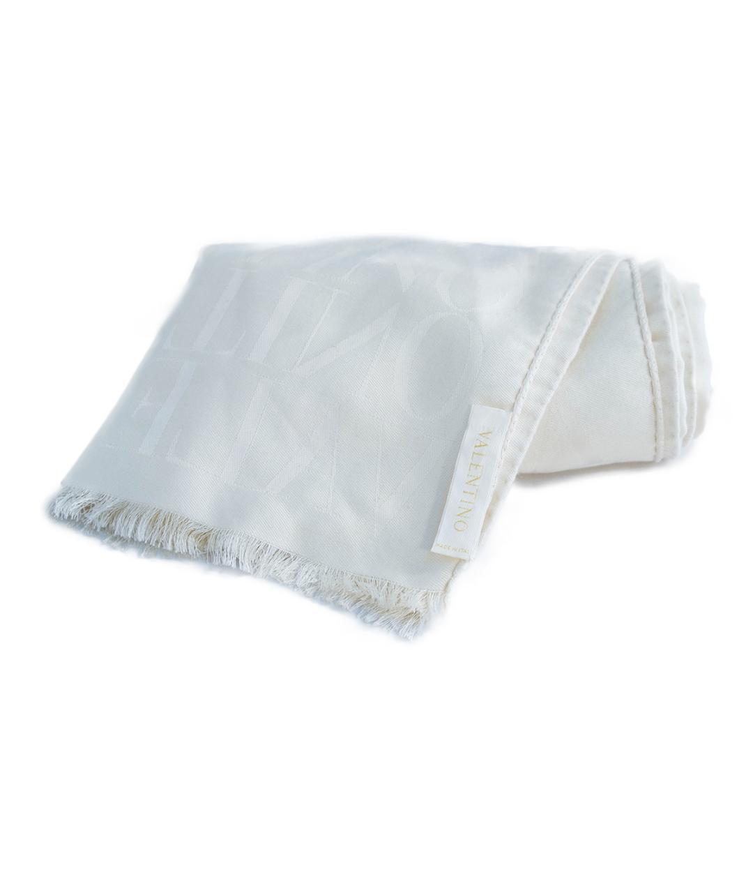 VALENTINO Белый шелковый шарф, фото 2