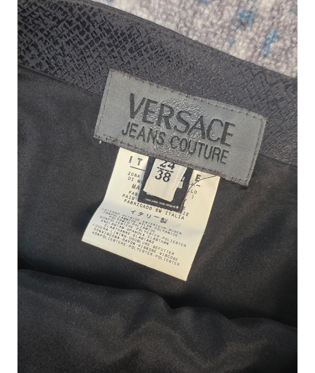 VERSACE JEANS COUTURE Черная вискозная юбка мини, фото 6