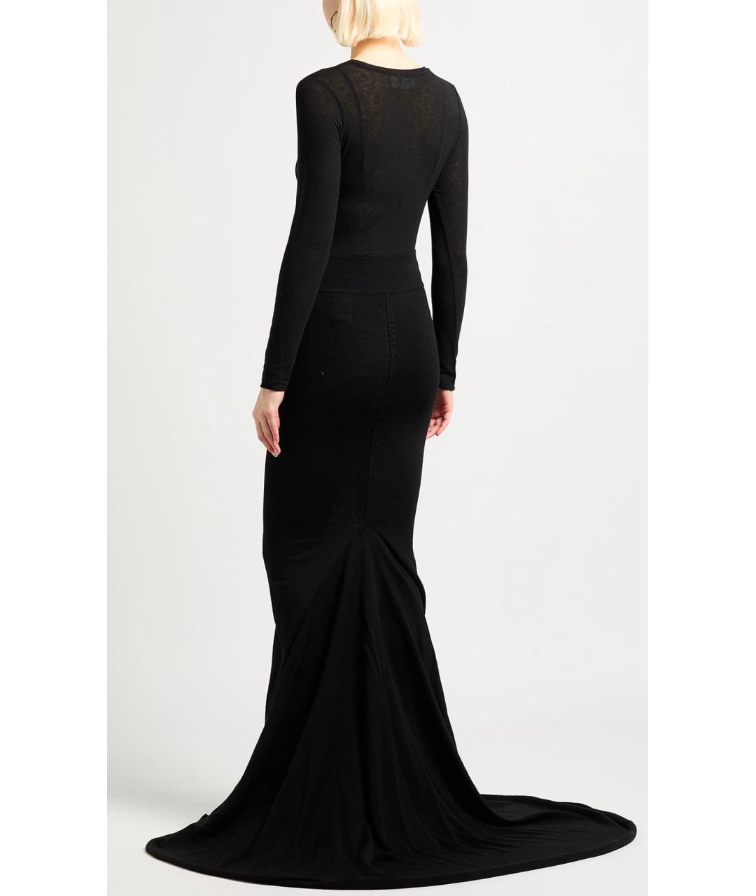 RICK OWENS Черная шерстяная юбка макси, фото 3