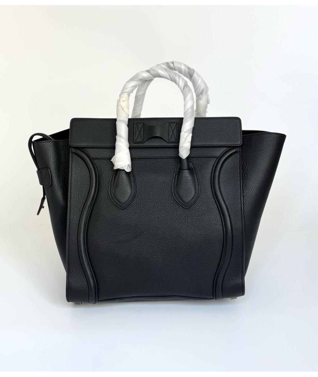 CELINE Черная кожаная сумка тоут, фото 3