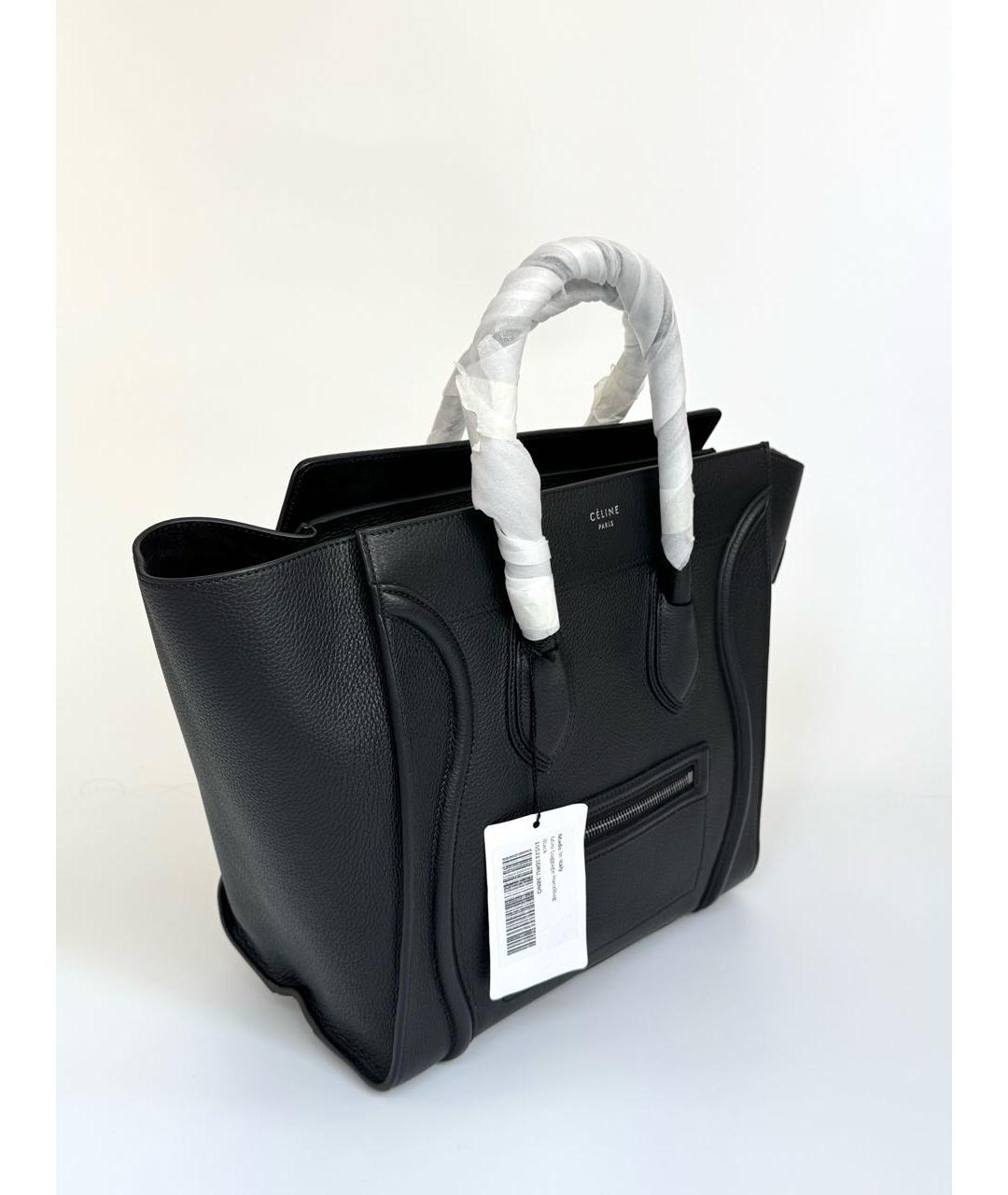 CELINE Черная кожаная сумка тоут, фото 2