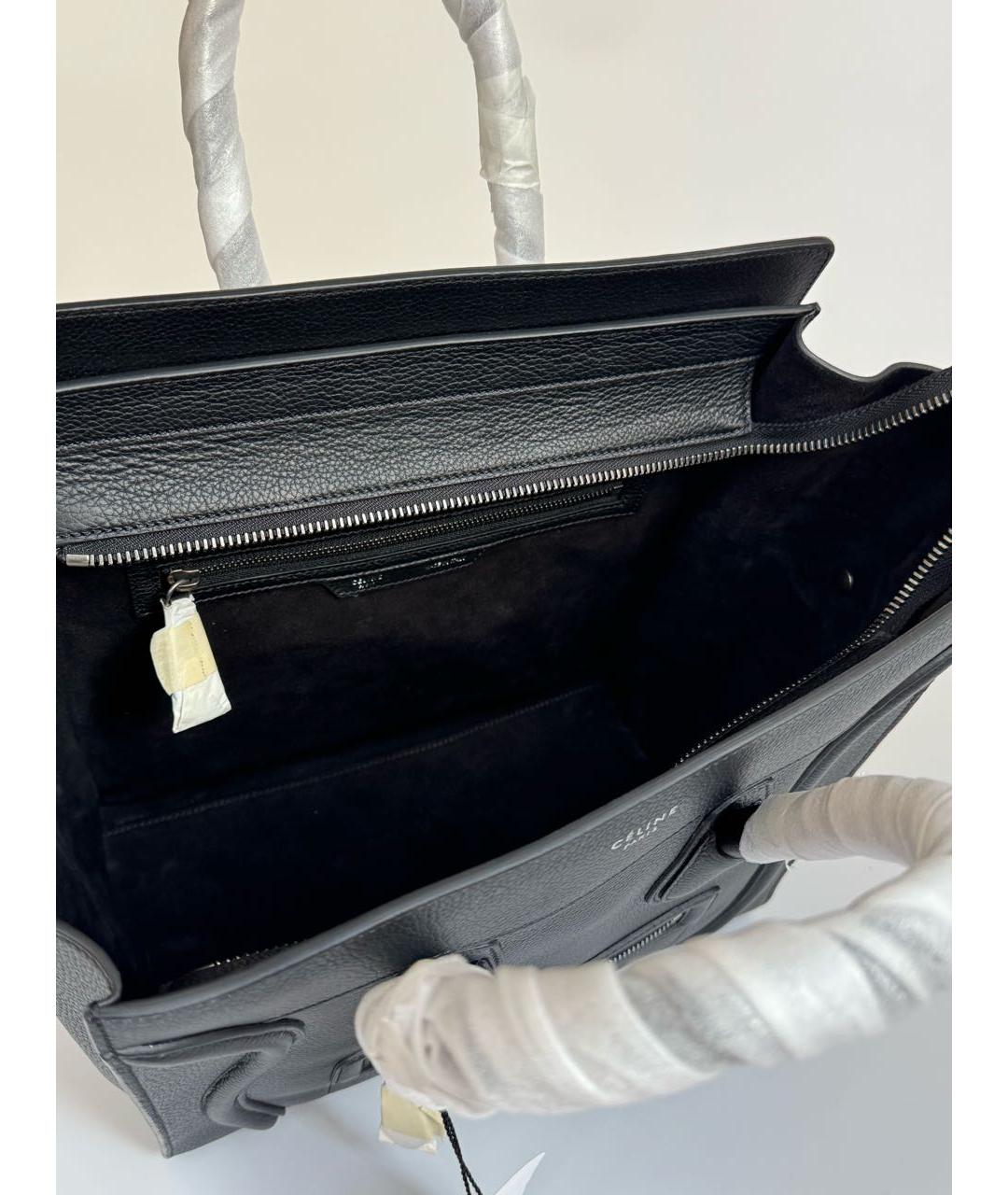 CELINE Черная кожаная сумка тоут, фото 4