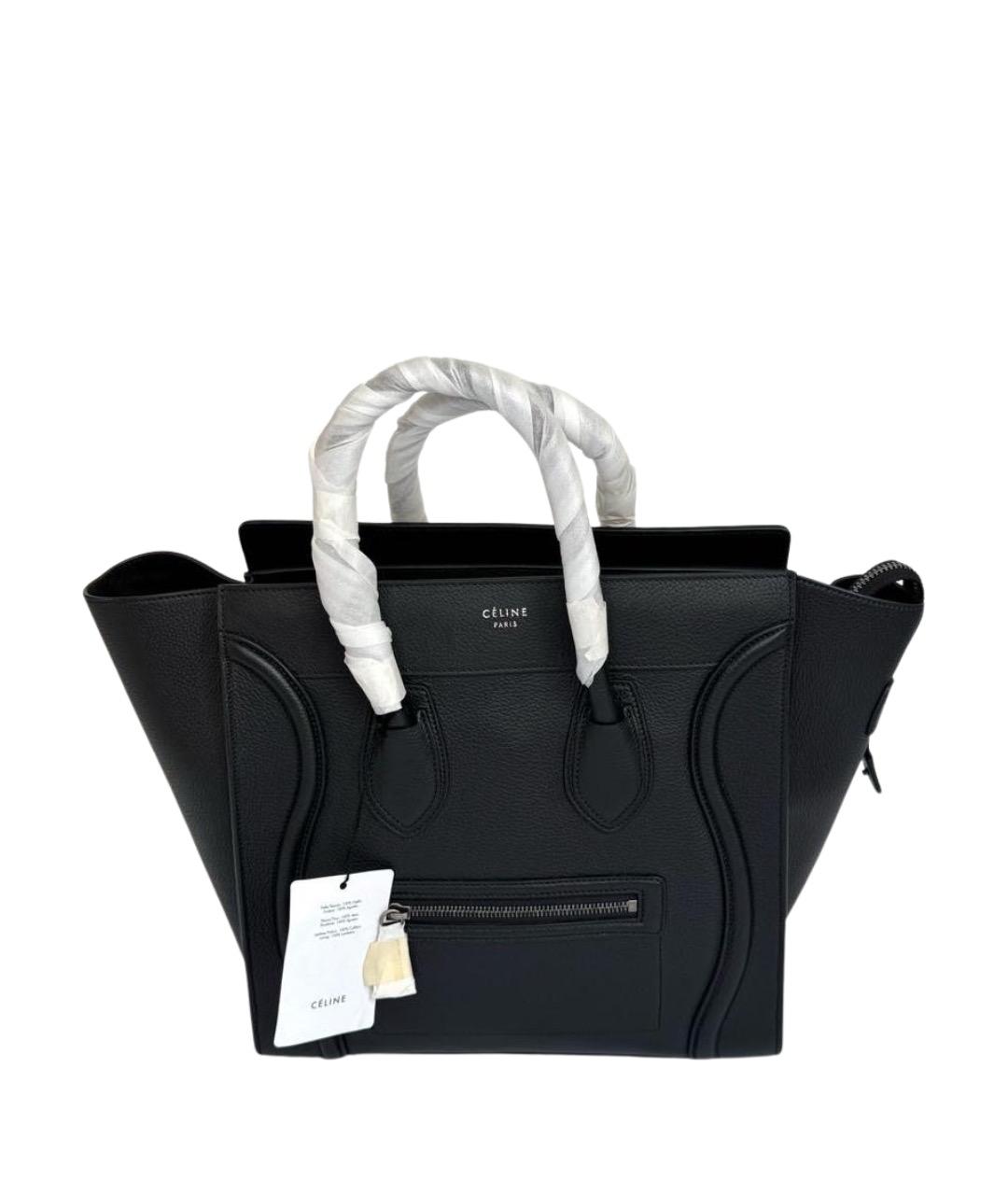 CELINE Черная кожаная сумка тоут, фото 1