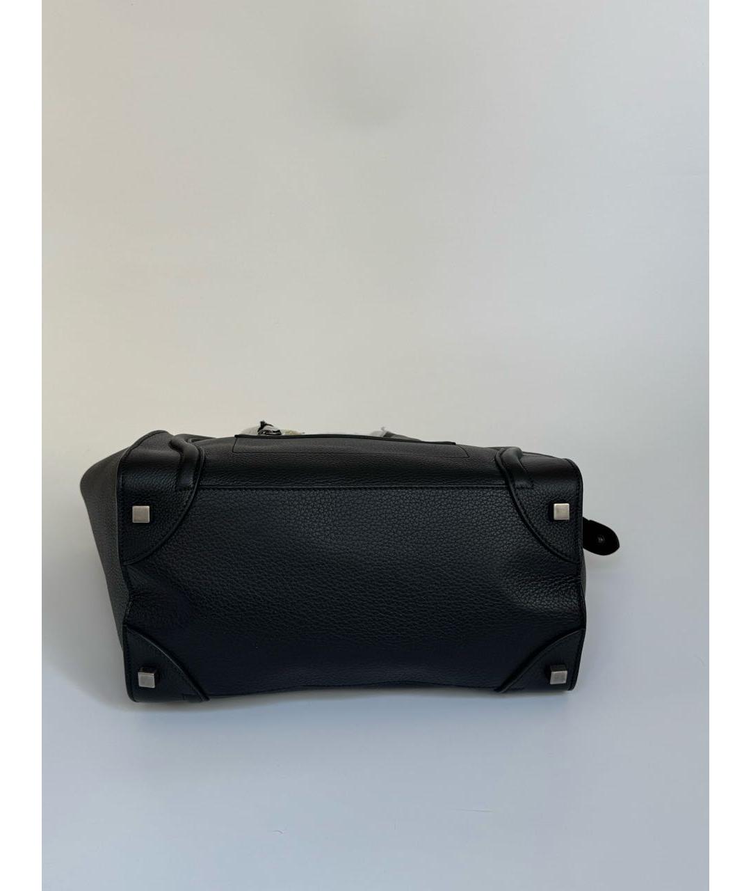 CELINE Черная кожаная сумка тоут, фото 5