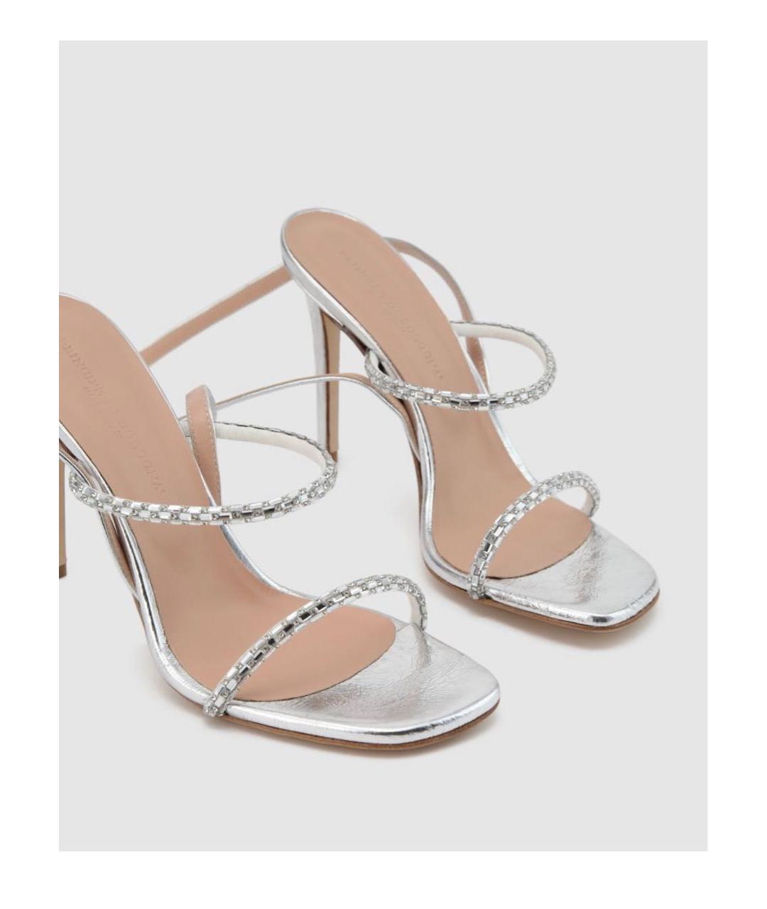 Principe di Bologna Серебряные кожаные босоножки, фото 2