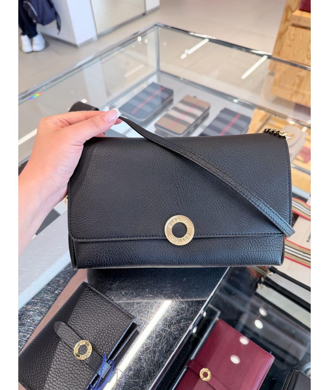 BURBERRY Черная кожаная сумка через плечо, фото 3