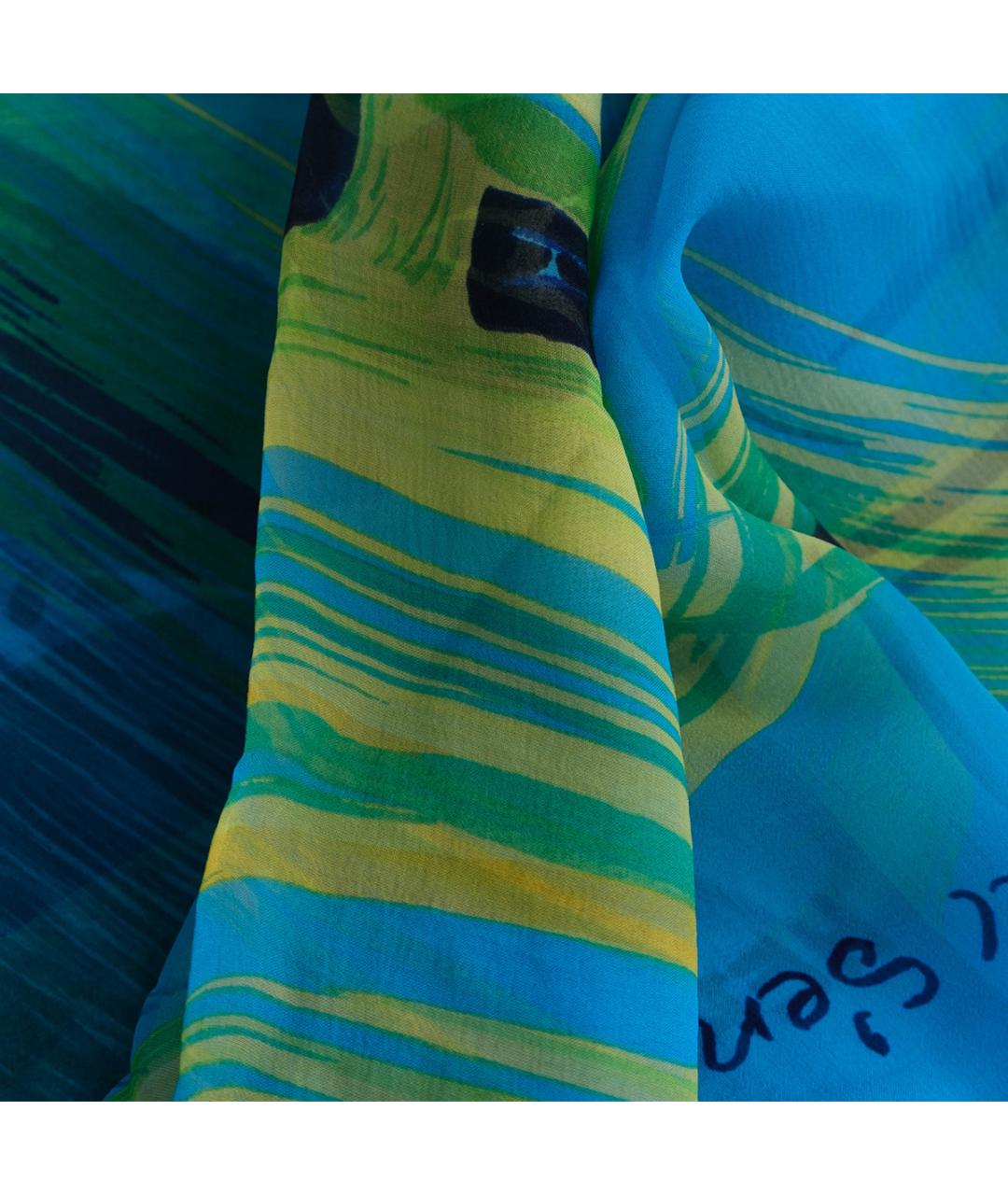 HERMES Голубой шелковый платок, фото 4