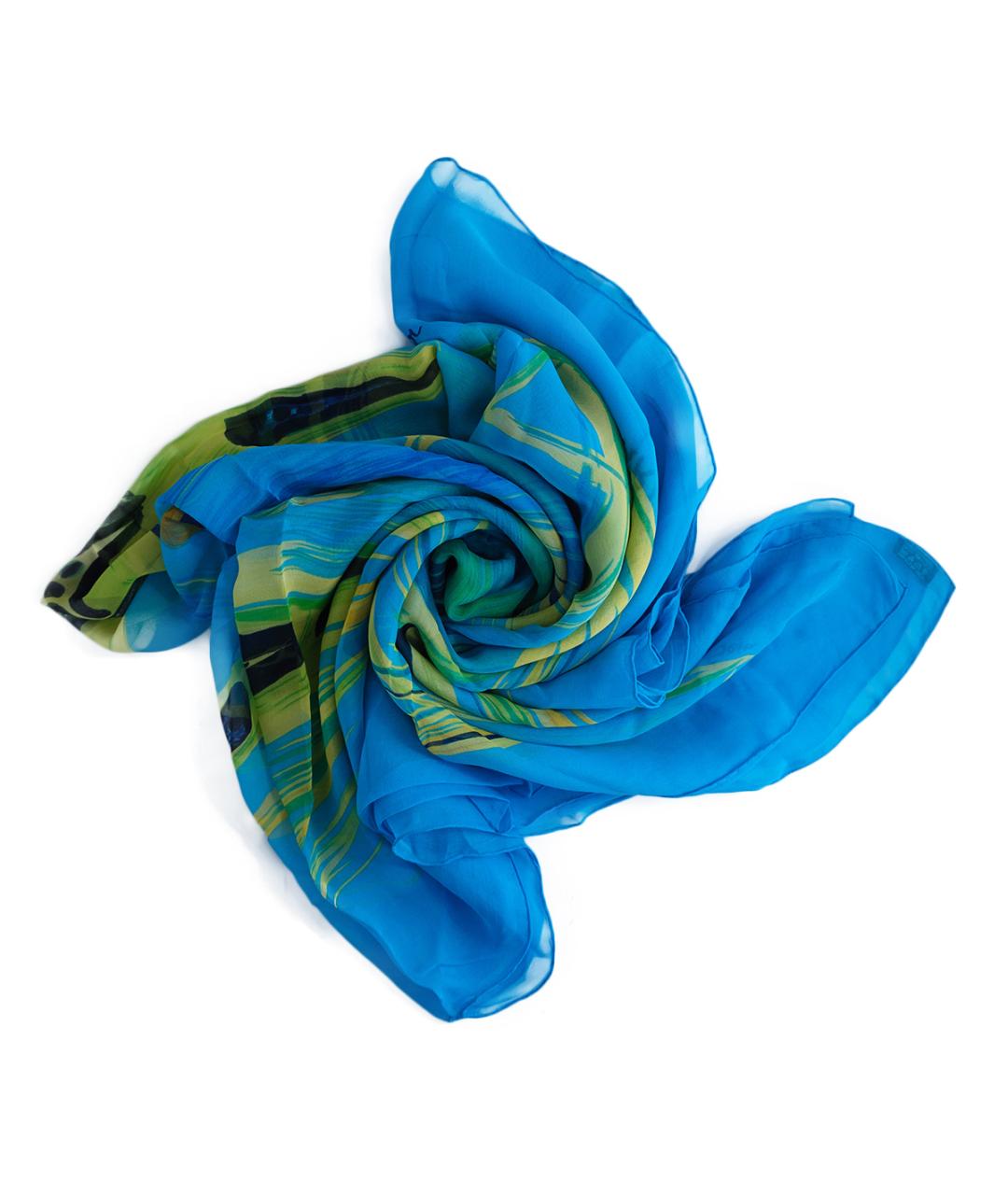 HERMES Голубой шелковый платок, фото 2