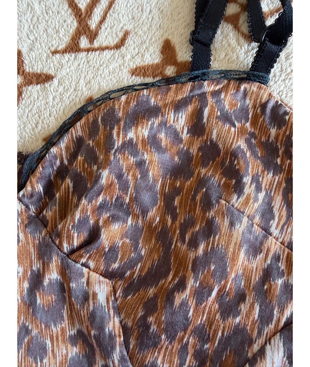 DOLCE&GABBANA Коричневое атласное коктейльное платье, фото 6