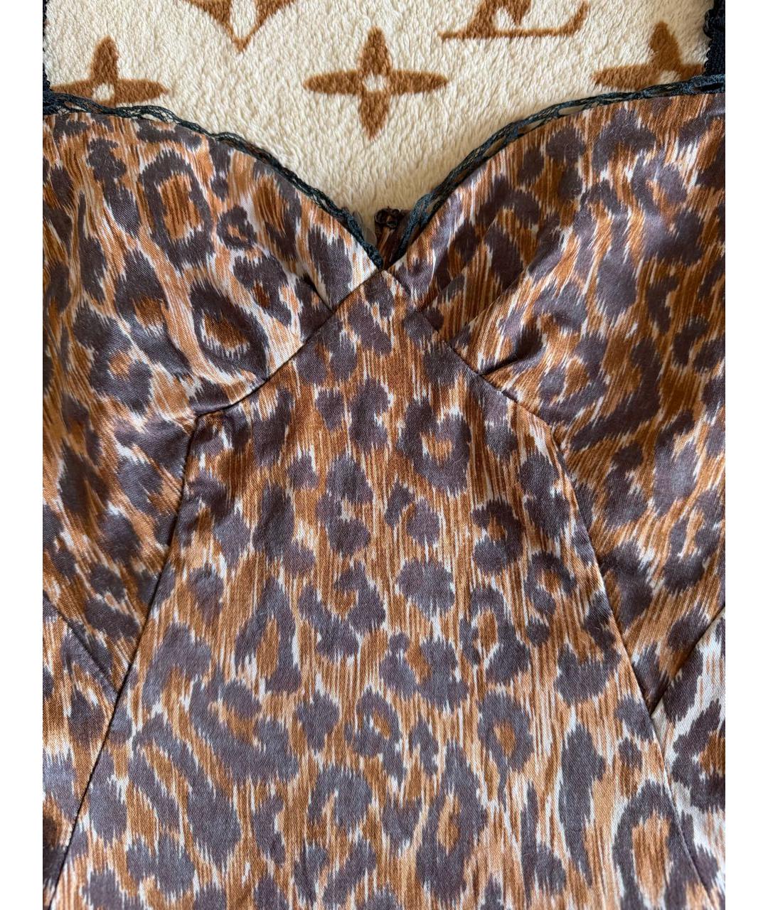 DOLCE&GABBANA Коричневое атласное коктейльное платье, фото 7