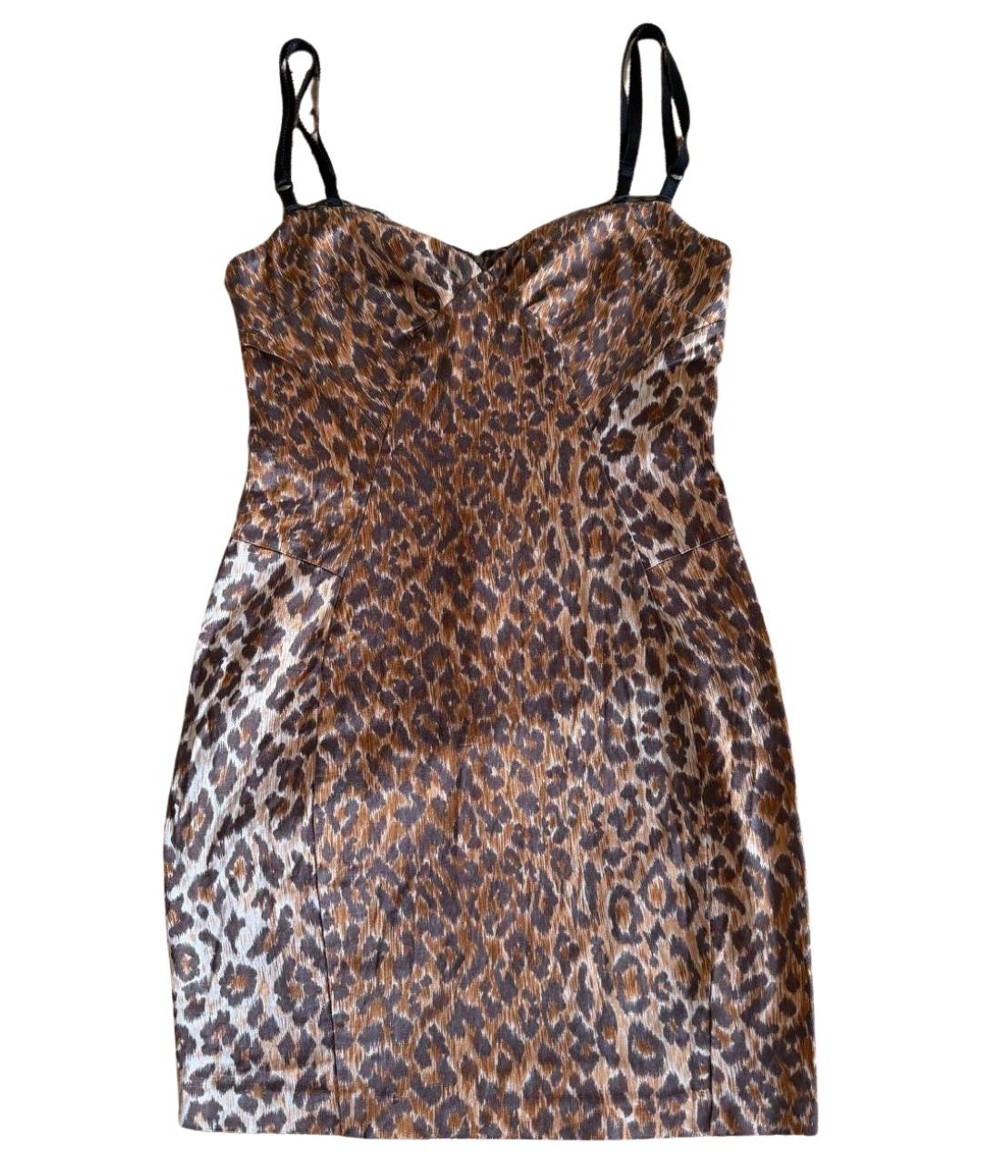 DOLCE&GABBANA Коричневое атласное коктейльное платье, фото 1