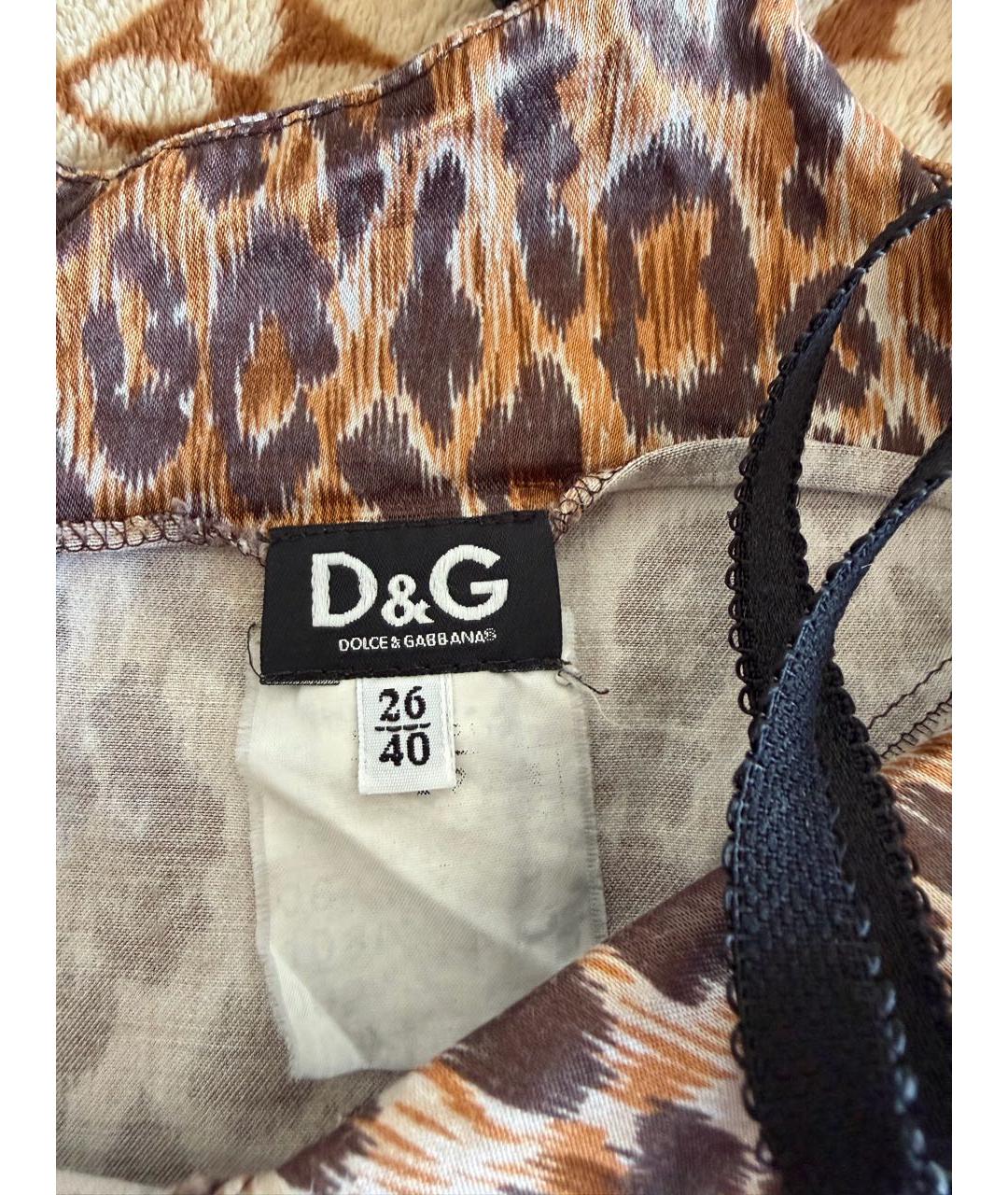 DOLCE&GABBANA Коричневое атласное коктейльное платье, фото 3