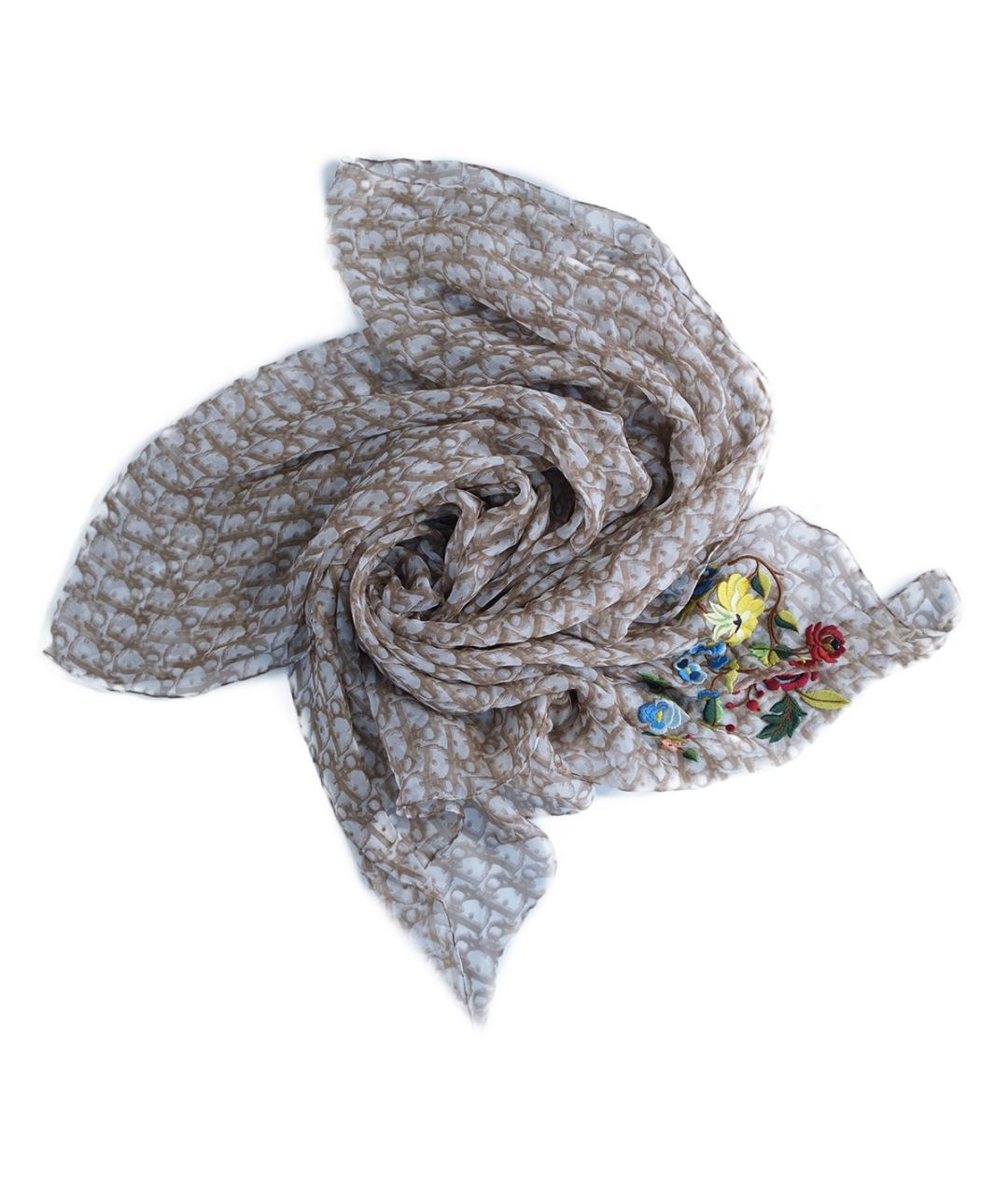 CHRISTIAN DIOR Бежевый шелковый платок, фото 5