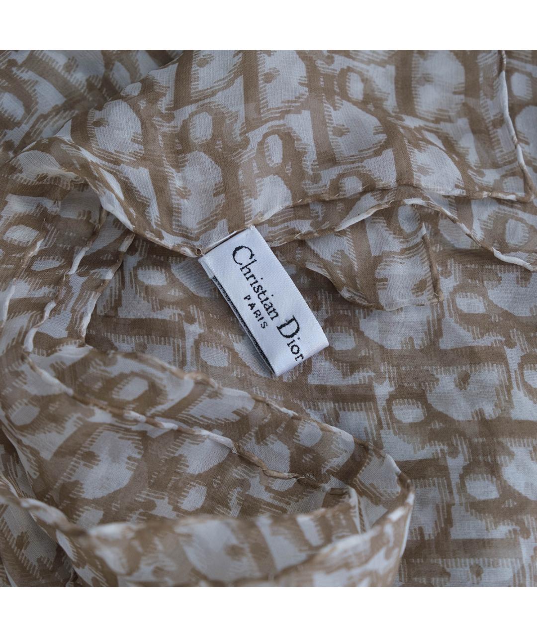 CHRISTIAN DIOR Бежевый шелковый платок, фото 4