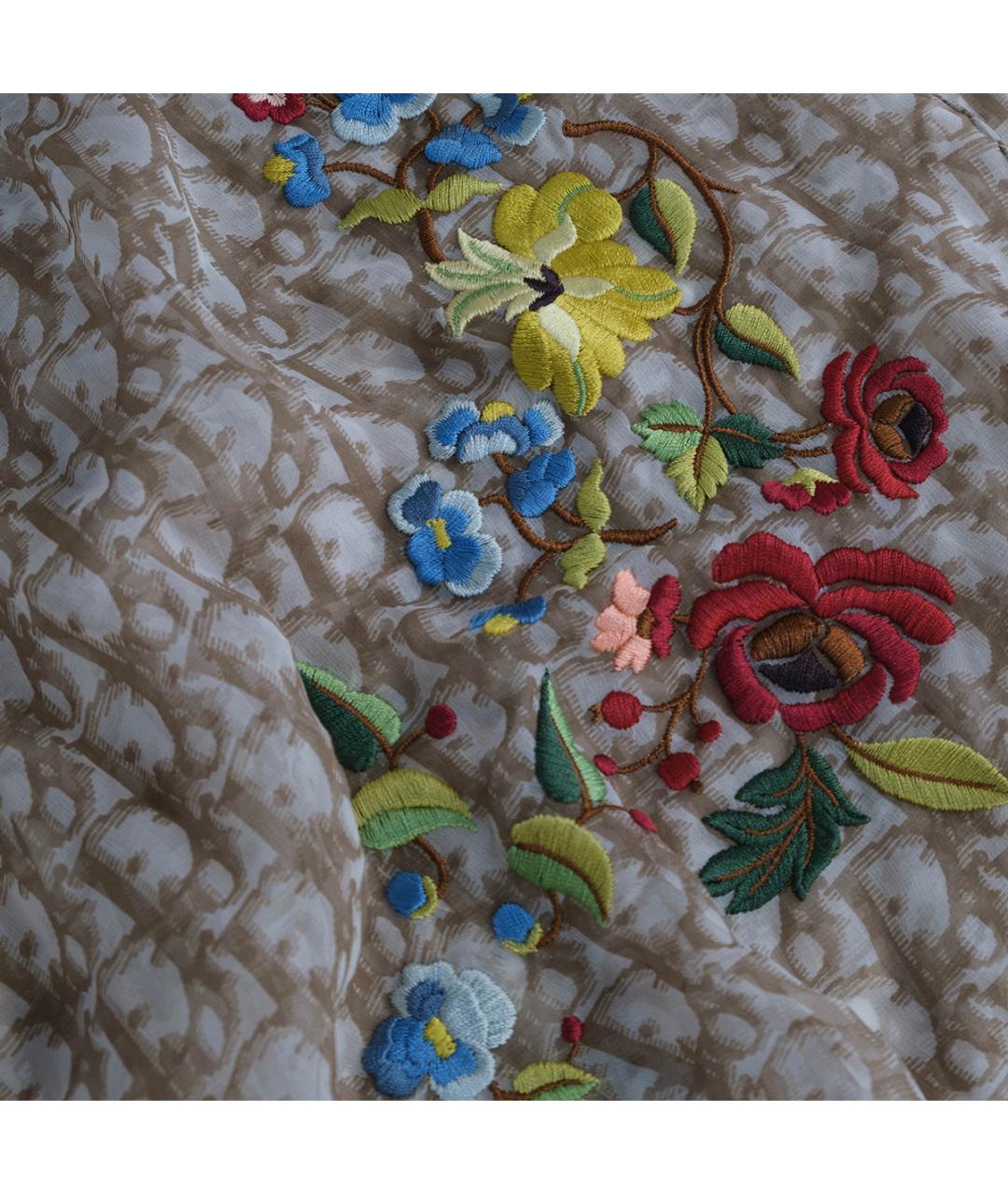 CHRISTIAN DIOR Бежевый шелковый платок, фото 3