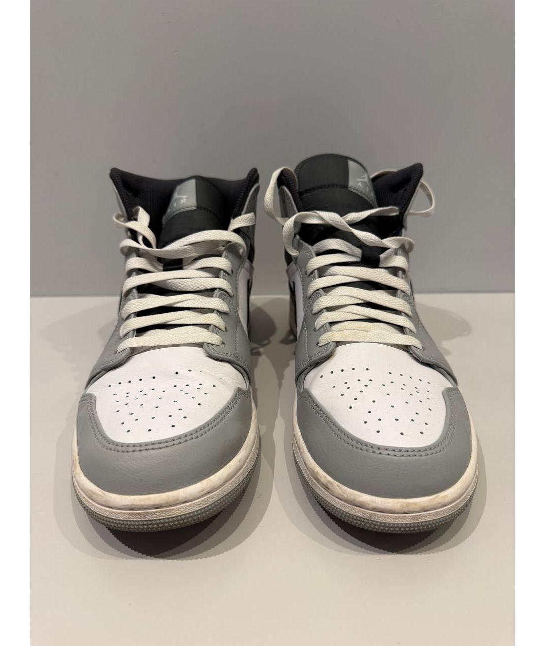 NIKE Серые кожаные высокие кроссовки / кеды, фото 2