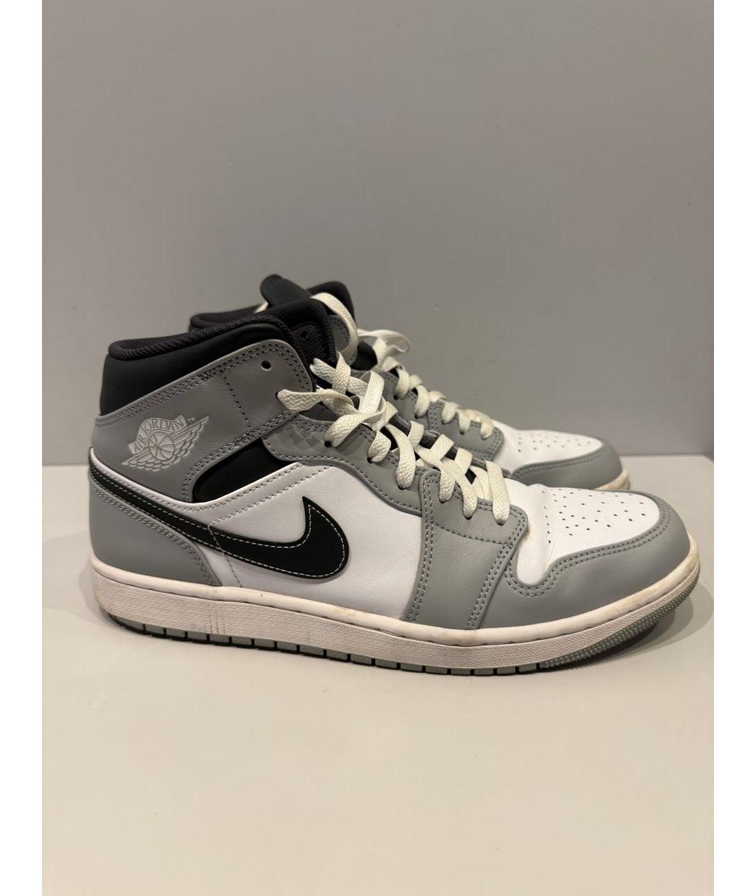 NIKE Серые кожаные высокие кроссовки / кеды, фото 7