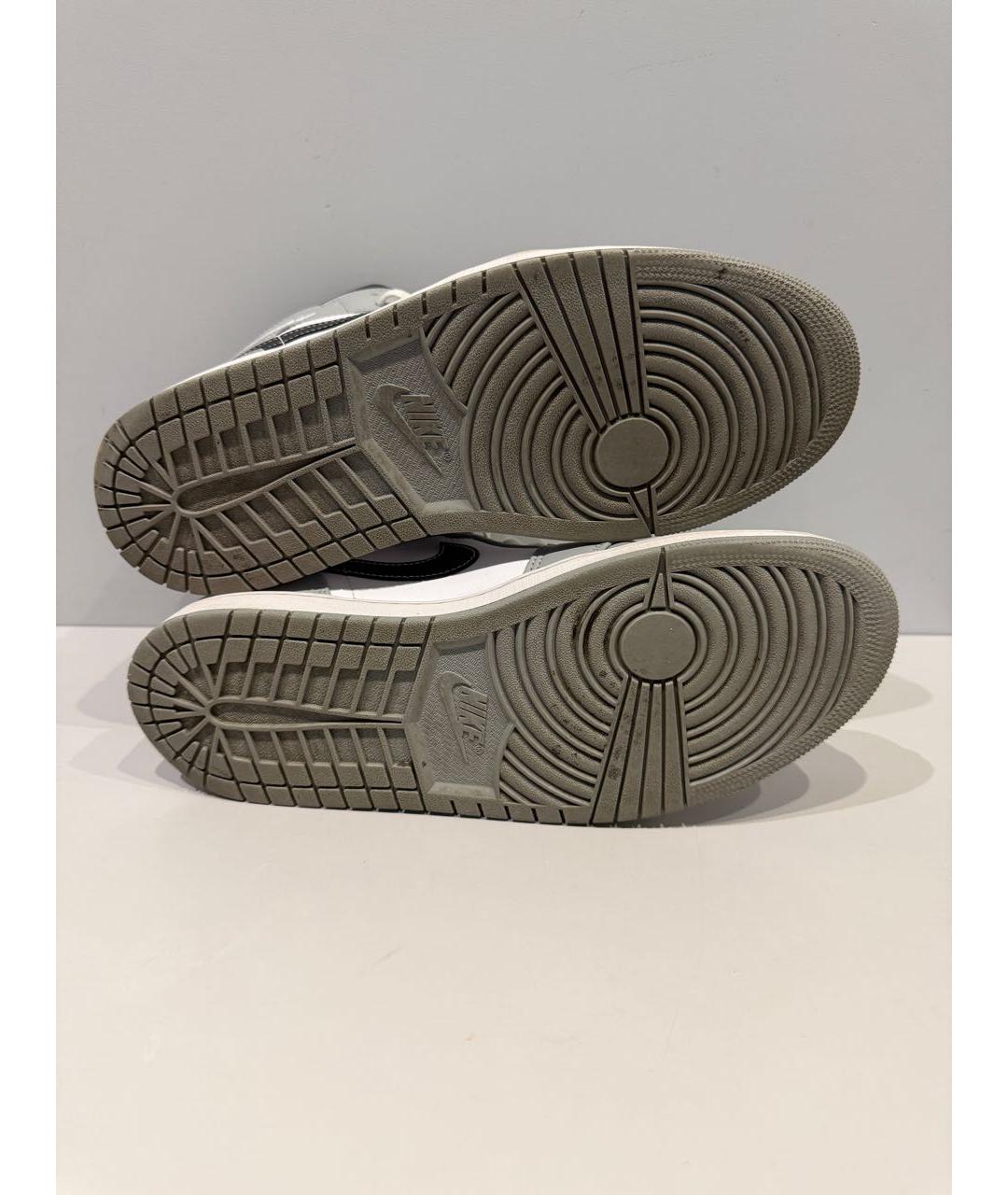 NIKE Серые кожаные высокие кроссовки / кеды, фото 5