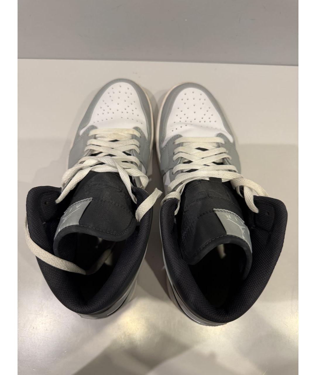 NIKE Серые кожаные высокие кроссовки / кеды, фото 3