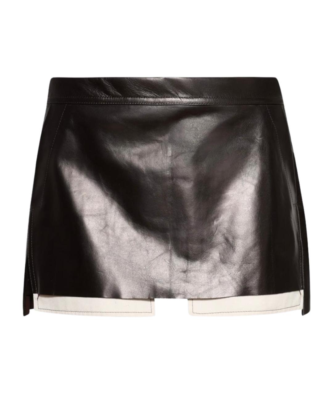 RICK OWENS Коричневая кожаная юбка мини, фото 1