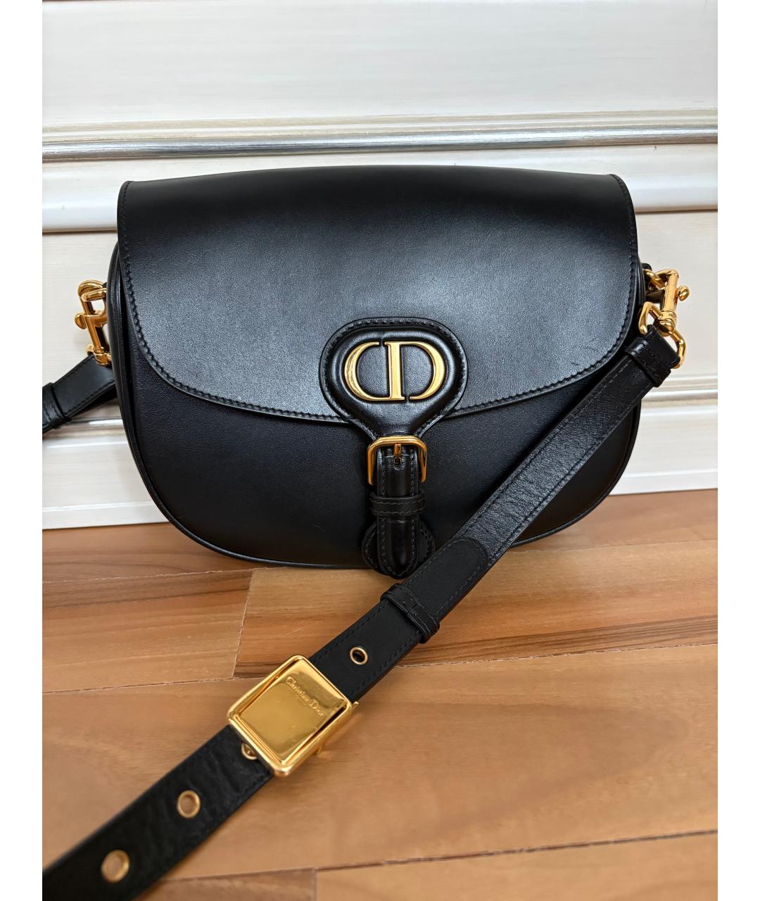 CHRISTIAN DIOR Черная кожаная сумка через плечо, фото 5